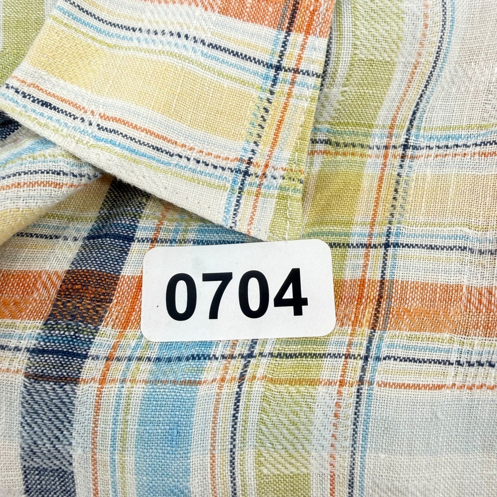 Cubavera Plaid 100% Linen Shirt Men XL Multicolor Short Sleeve Button Down Beach - Picture 11 of 11